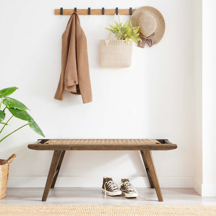 Saoirse 47" Woven Rope Wood Bench
