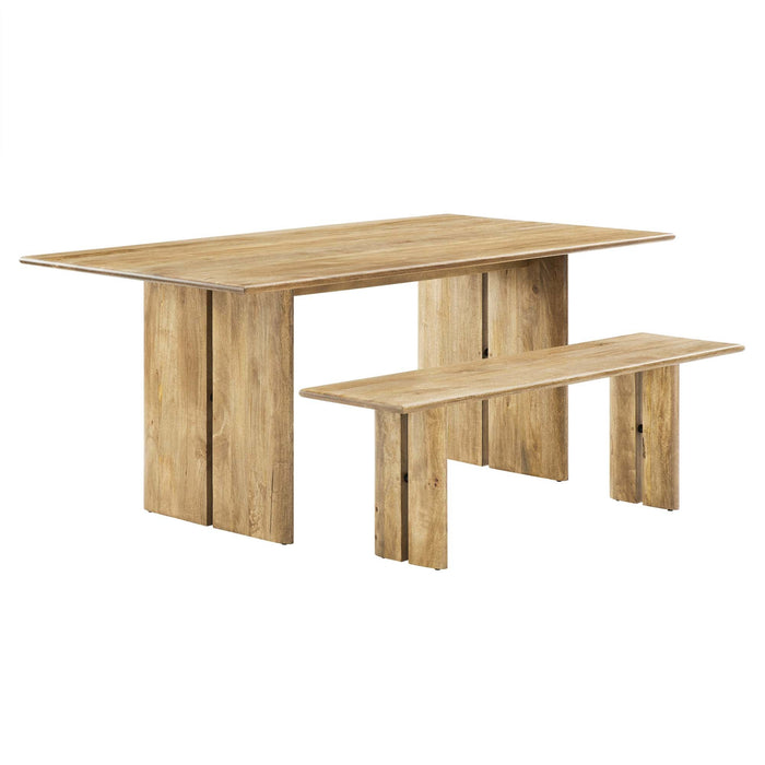 Amistad 72" Wood Dining Table and Bench Set - alternate angle view