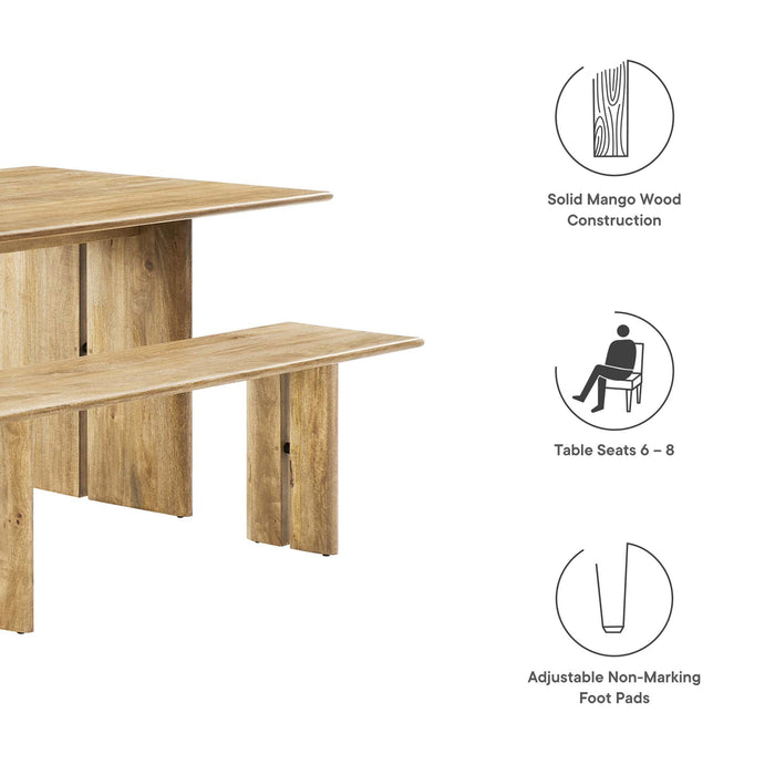 Amistad 72" Wood Dining Table and Bench Set - detail close-up