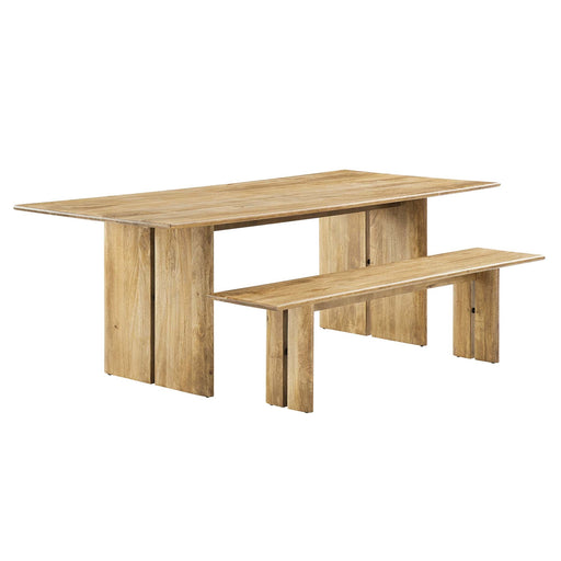 Amistad 86" Wood Dining Table and Bench Set - alternate angle view