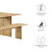 Amistad 86" Wood Dining Table and Bench Set - detail close-up