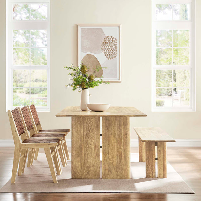 Amistad 86" Wood Dining Table and Bench Set - view 6