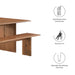 Amistad 86" Wood Dining Table and Bench Set - view 10