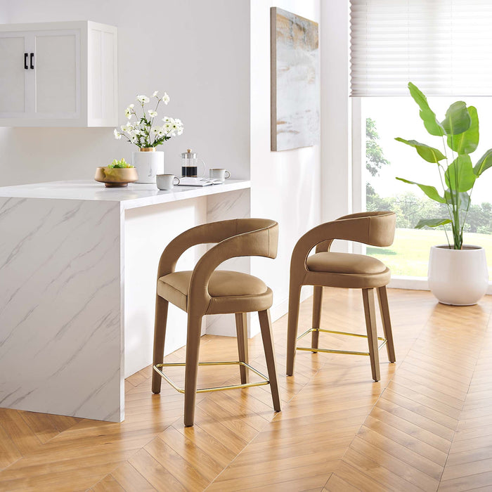 Pinnacle Performance Velvet Counter Stool Set of 2