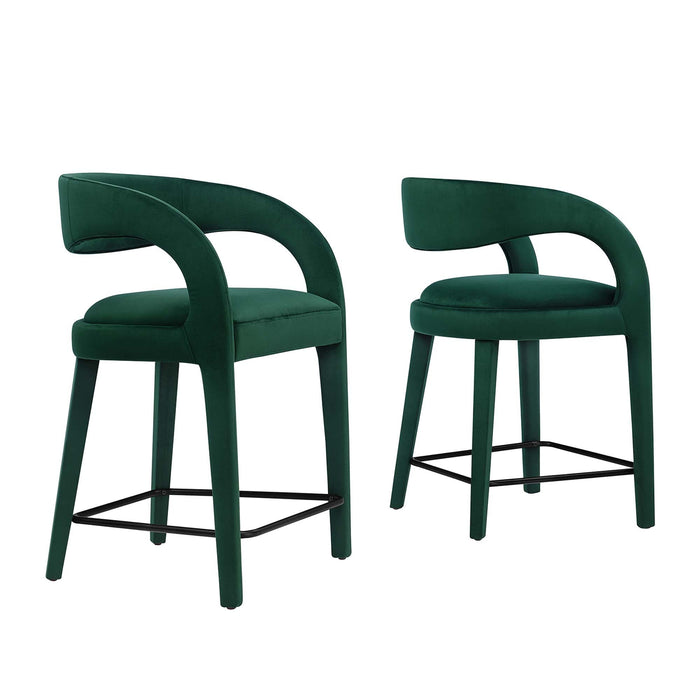 Pinnacle Performance Velvet Counter Stool Set of 2
