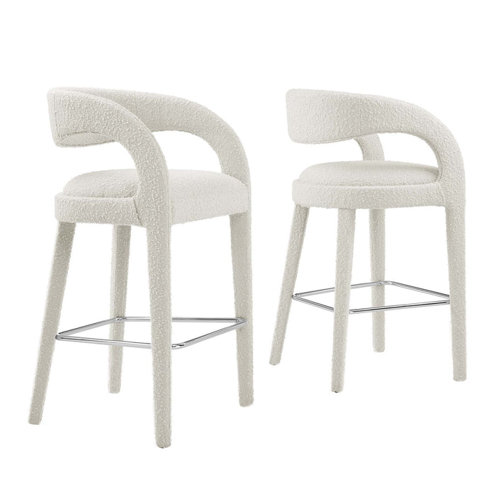 Pinnacle Boucle Upholstered Bar Stool Set of 2