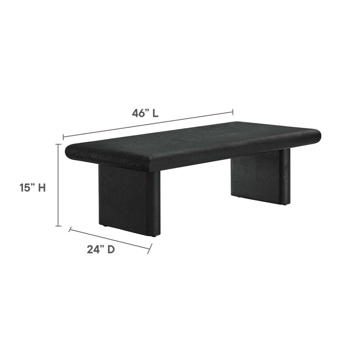 Modway Relic Concrete Textured Coffee Table Living Room Furniture in Black - Detail View