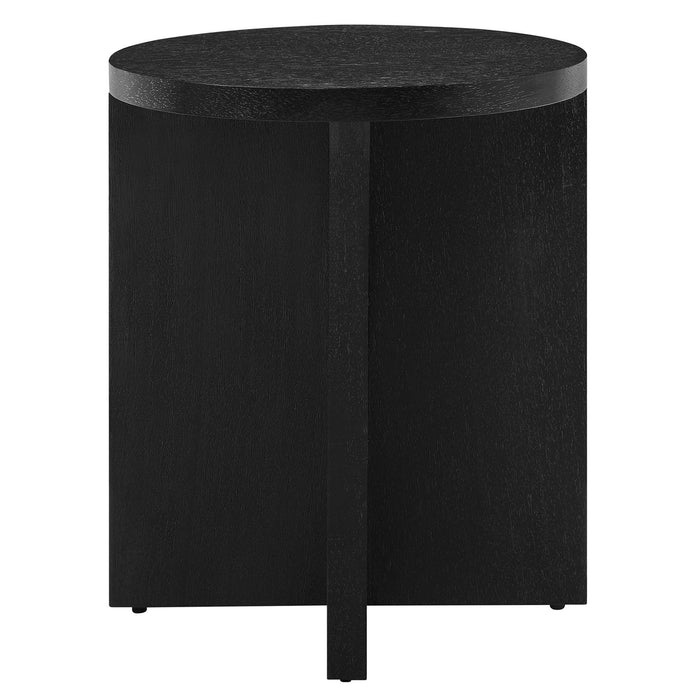 Modway Silas Round Wood Side Table Living Room Furniture - Lifestyle View