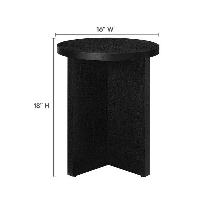 Modway Silas Round Wood Side Table Living Room Furniture in Black - Detail View
