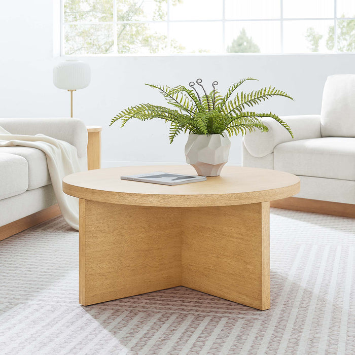 Modway Silas Round Wood Coffee Table Living Room Furniture - Installation View