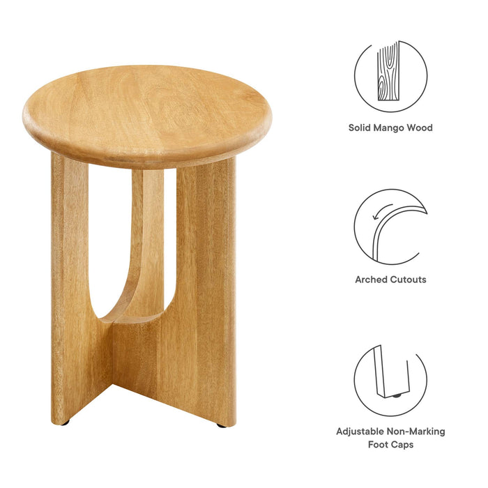 Modway Rivian Round Side Table Living Room Furniture in Brown - Side View