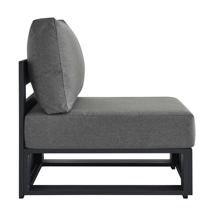 Tahoe Outdoor Patio Powder-Coated Aluminum Modular Armless Chair Gray Charcoal