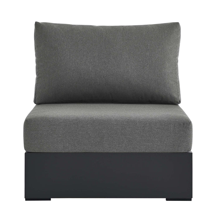 Tahoe Outdoor Patio Powder-Coated Aluminum Modular Armless Chair Gray Charcoal