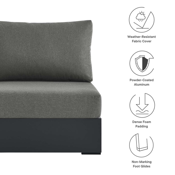 Tahoe Outdoor Patio Powder-Coated Aluminum Modular Armless Chair Gray Charcoal