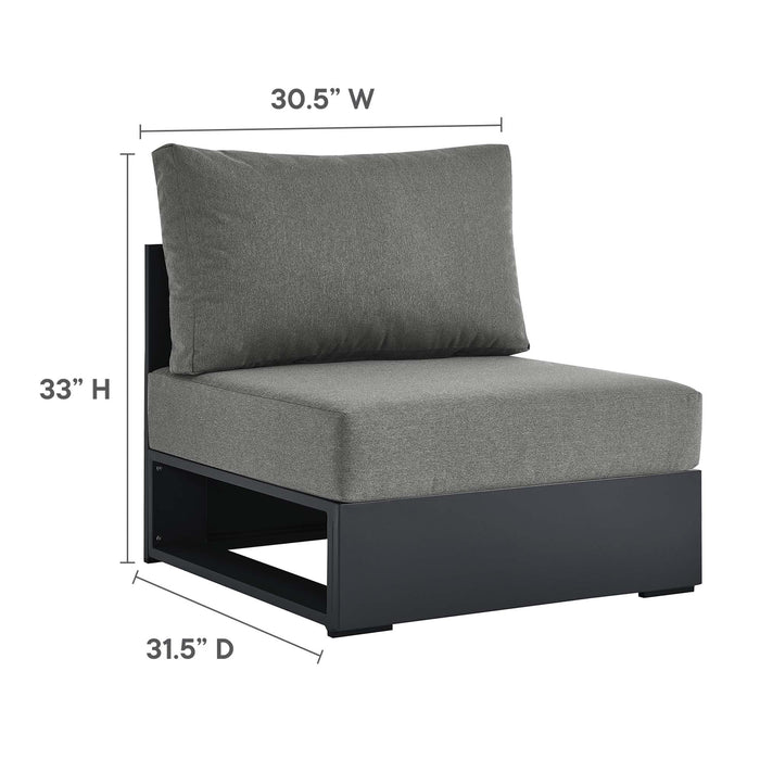 Tahoe Outdoor Patio Powder-Coated Aluminum Modular Armless Chair Gray Charcoal
