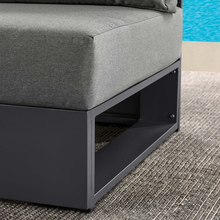 Tahoe Outdoor Patio Powder-Coated Aluminum Modular Armless Chair Gray Charcoal