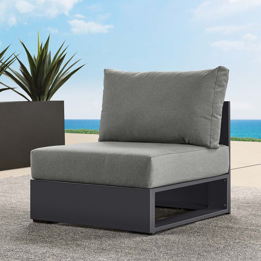 Tahoe Outdoor Patio Powder-Coated Aluminum Modular Armless Chair Gray Charcoal
