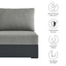 Tahoe Outdoor Patio Powder-Coated Aluminum Modular Armless Chair Gray Gray