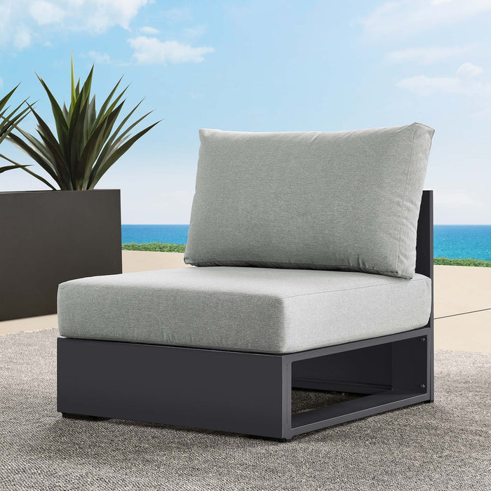 Tahoe Outdoor Patio Powder-Coated Aluminum Modular Armless Chair Gray Gray