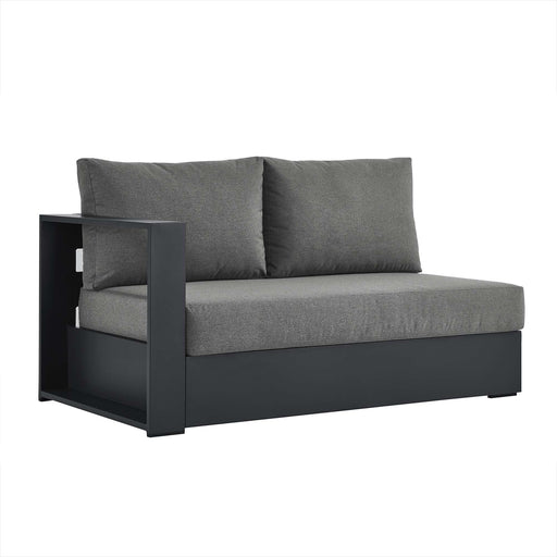 Tahoe Outdoor Patio Powder-Coated Aluminum Modular Left-Facing Loveseat Gray Charcoal