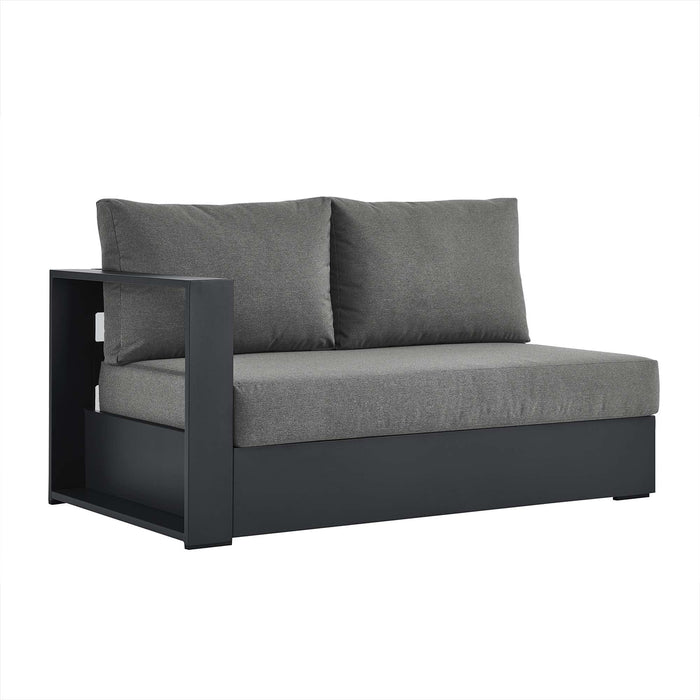 Tahoe Outdoor Patio Powder-Coated Aluminum Modular Left-Facing Loveseat Gray Charcoal