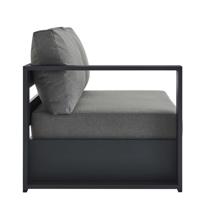 Tahoe Outdoor Patio Powder-Coated Aluminum Modular Left-Facing Loveseat Gray Charcoal