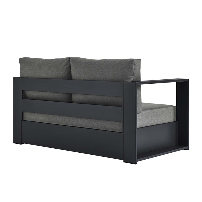 Tahoe Outdoor Patio Powder-Coated Aluminum Modular Left-Facing Loveseat Gray Charcoal