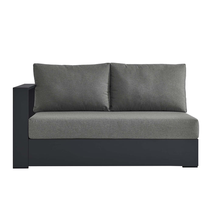 Tahoe Outdoor Patio Powder-Coated Aluminum Modular Left-Facing Loveseat Gray Charcoal