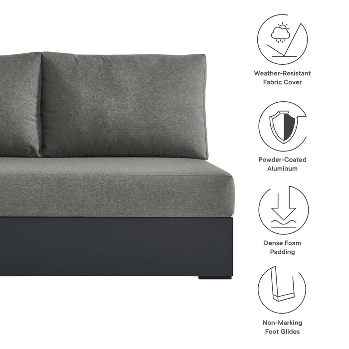 Tahoe Outdoor Patio Powder-Coated Aluminum Modular Left-Facing Loveseat Gray Charcoal