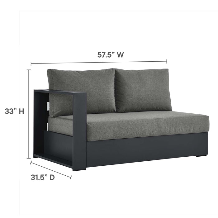 Tahoe Outdoor Patio Powder-Coated Aluminum Modular Left-Facing Loveseat Gray Charcoal