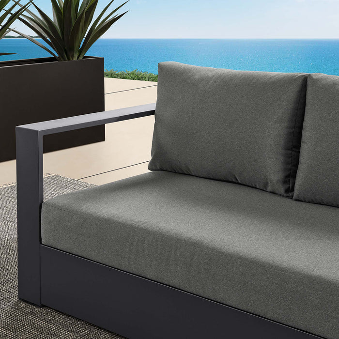 Tahoe Outdoor Patio Powder-Coated Aluminum Modular Left-Facing Loveseat Gray Charcoal