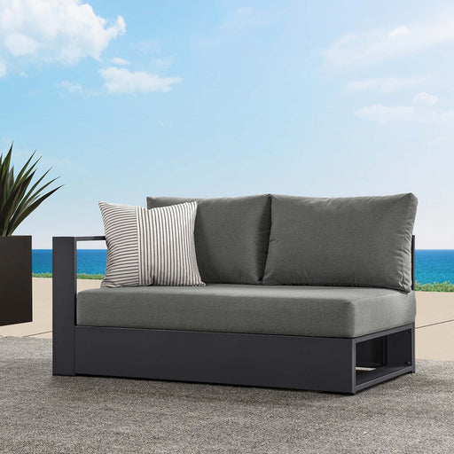 Tahoe Outdoor Patio Powder-Coated Aluminum Modular Left-Facing Loveseat Gray Charcoal
