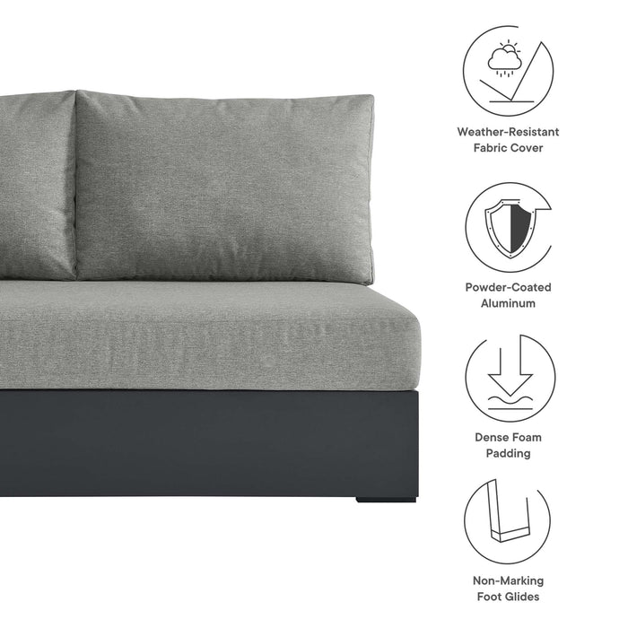 Tahoe Outdoor Patio Powder-Coated Aluminum Modular Left-Facing Loveseat Gray Gray