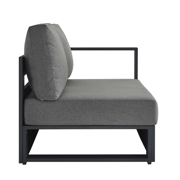 Tahoe Outdoor Patio Powder-Coated Aluminum Modular Right-Facing Loveseat Gray Charcoal