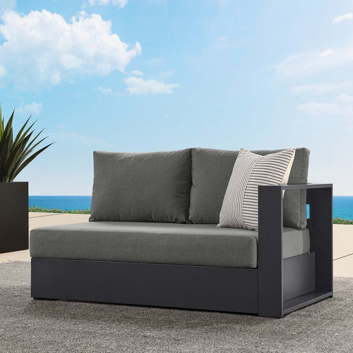 Tahoe Outdoor Patio Powder-Coated Aluminum Modular Right-Facing Loveseat Gray Charcoal