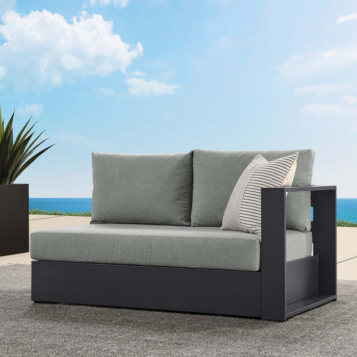 Tahoe Outdoor Patio Powder-Coated Aluminum Modular Right-Facing Loveseat Gray Gray