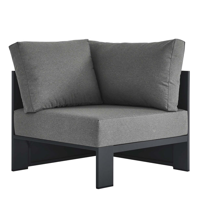Tahoe Outdoor Patio Powder-Coated Aluminum Modular Corner Chair Gray Charcoal