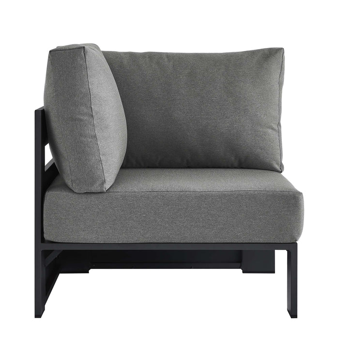 Tahoe Outdoor Patio Powder-Coated Aluminum Modular Corner Chair Gray Charcoal