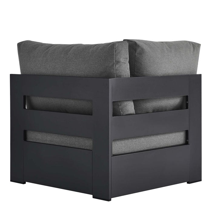 Tahoe Outdoor Patio Powder-Coated Aluminum Modular Corner Chair Gray Charcoal