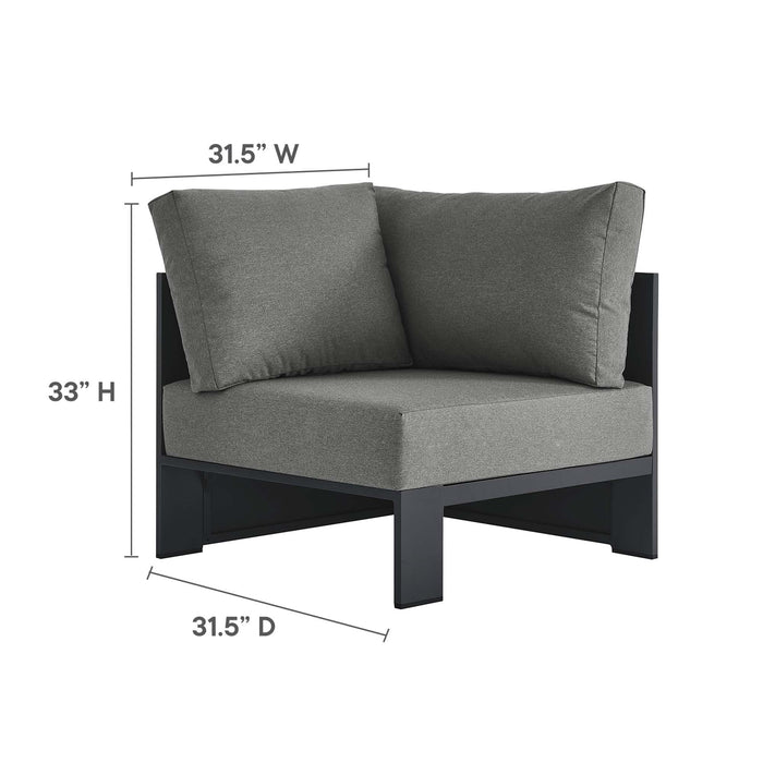 Tahoe Outdoor Patio Powder-Coated Aluminum Modular Corner Chair Gray Charcoal