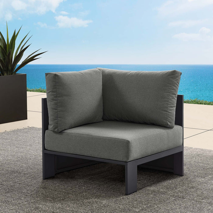 Tahoe Outdoor Patio Powder-Coated Aluminum Modular Corner Chair Gray Charcoal