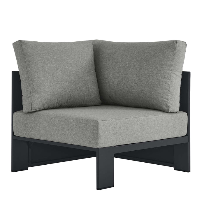 Tahoe Outdoor Patio Powder-Coated Aluminum Modular Corner Chair Gray Gray