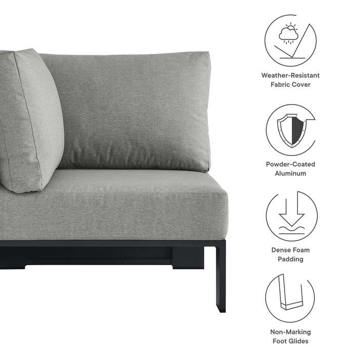 Tahoe Outdoor Patio Powder-Coated Aluminum Modular Corner Chair Gray Gray
