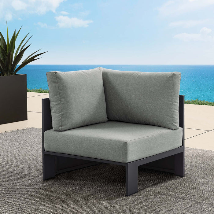 Tahoe Outdoor Patio Powder-Coated Aluminum Modular Corner Chair Gray Gray
