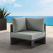 Tahoe Outdoor Patio Powder-Coated Aluminum Modular Corner Chair Gray Gray