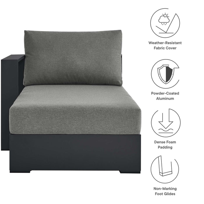Tahoe Outdoor Patio Powder-Coated Aluminum Modular Left-Facing Chaise Lounge Gray Charcoal
