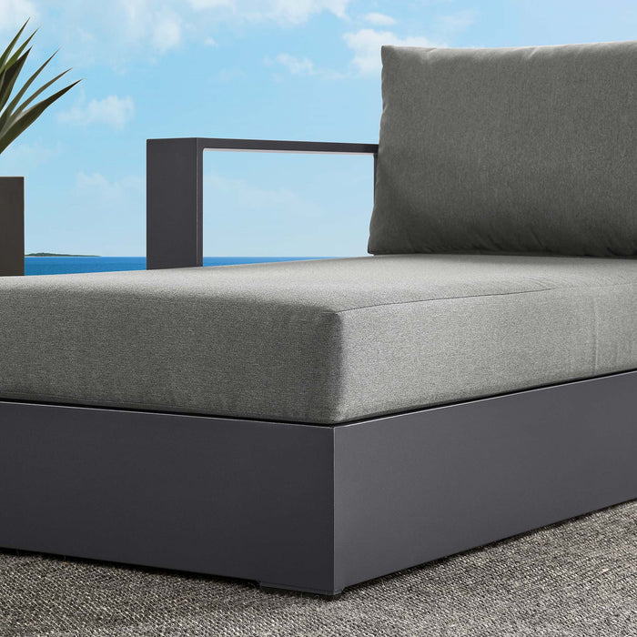 Tahoe Outdoor Patio Powder-Coated Aluminum Modular Left-Facing Chaise Lounge Gray Charcoal