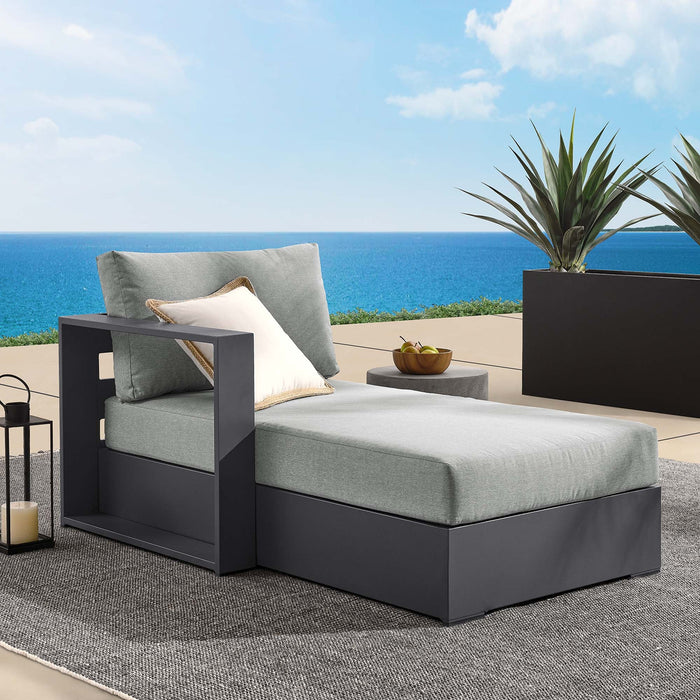 Tahoe Outdoor Patio Powder-Coated Aluminum Modular Left-Facing Chaise Lounge Gray Gray