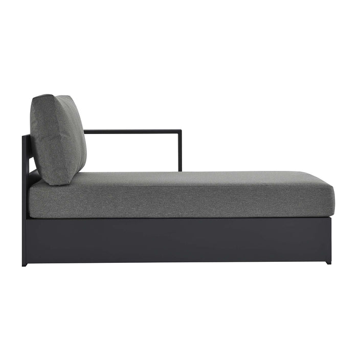 Tahoe Outdoor Patio Powder-Coated Aluminum Modular Right-Facing Chaise Lounge Gray Charcoal