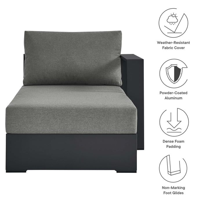 Tahoe Outdoor Patio Powder-Coated Aluminum Modular Right-Facing Chaise Lounge Gray Charcoal